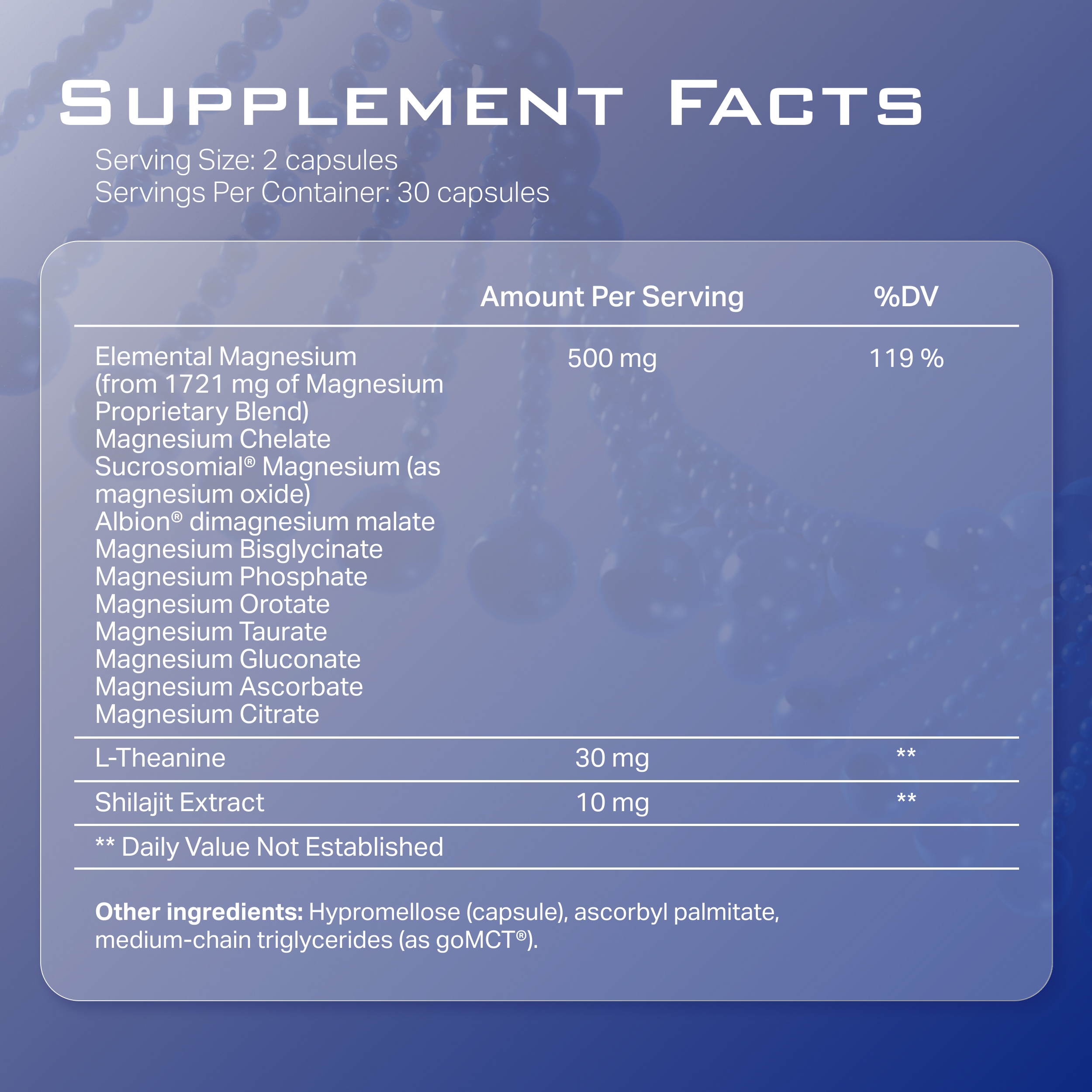 Mag X Complete supplement facts